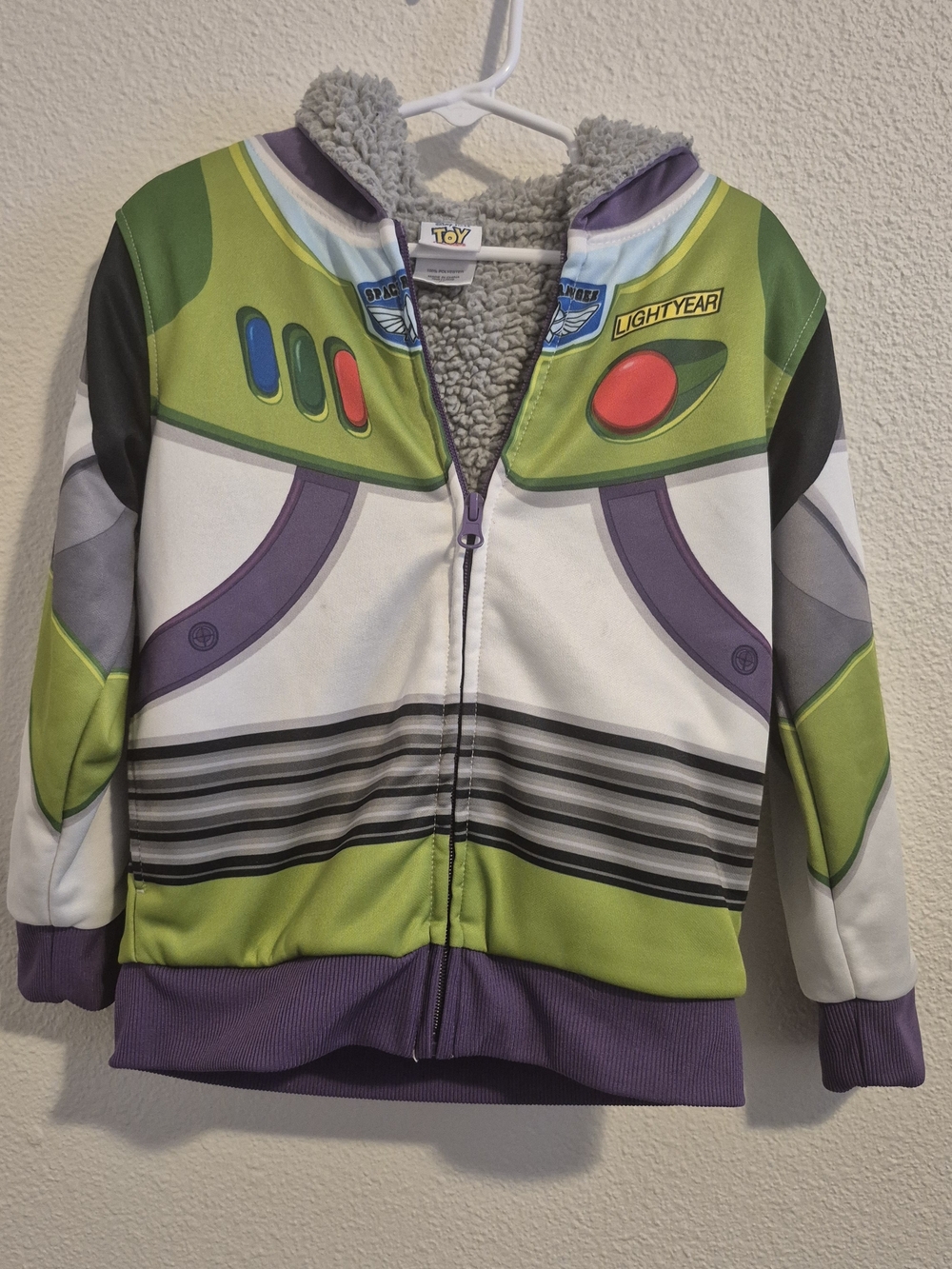 Disney Buzz Lightyear Green White Purple Hooded Jacket #144